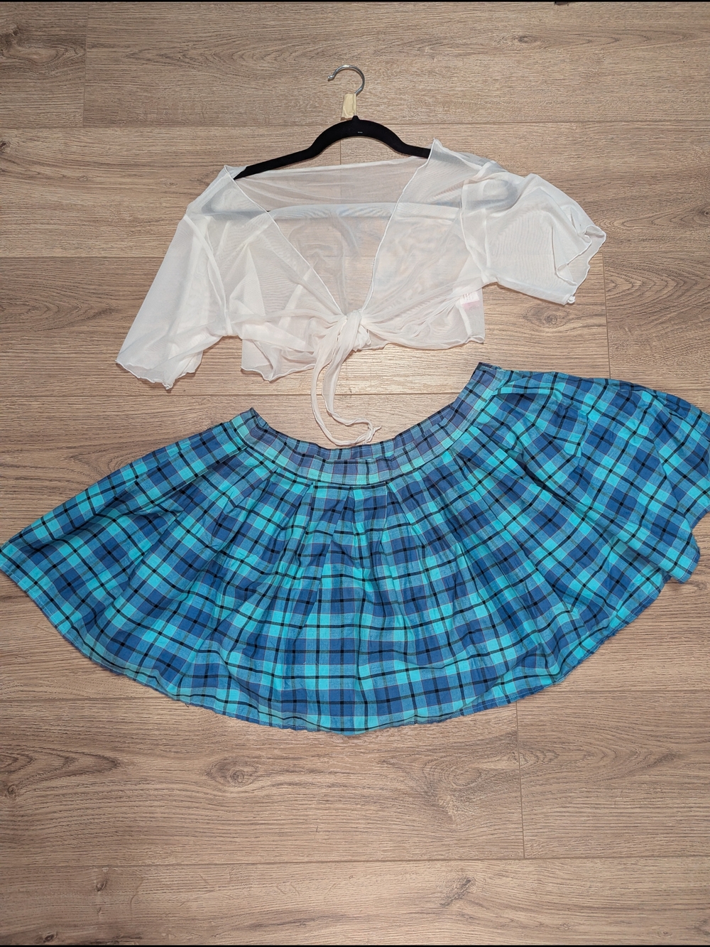 Elegant Moments Blue Plaid Circle Skirt